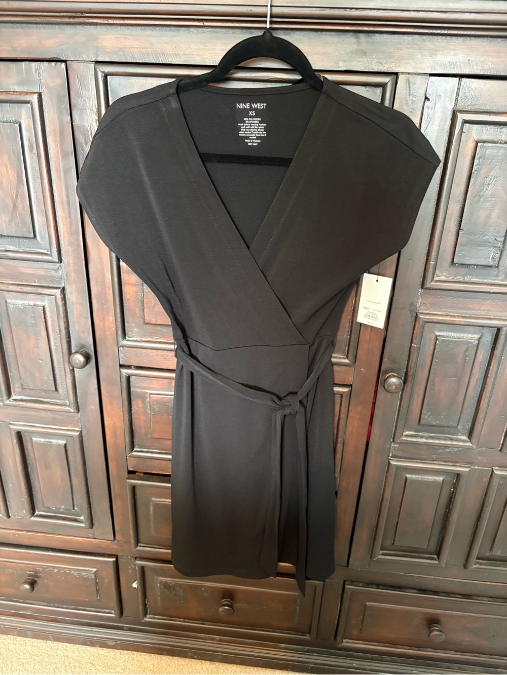 NWT: Nine West Black Wrap Dress, size XS